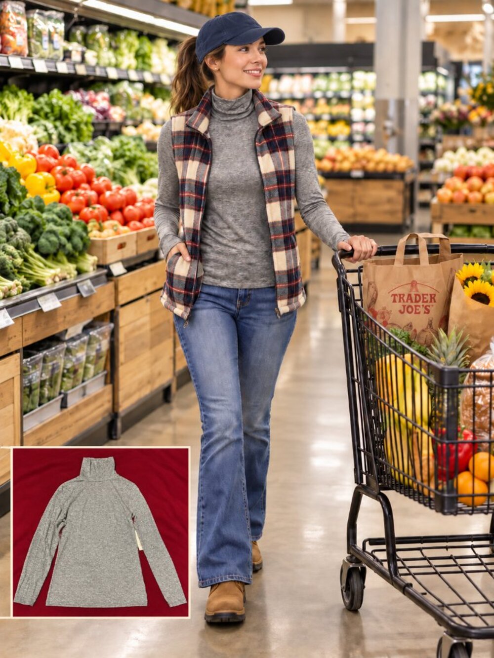 Women’s Heather Gray Long Sleeve Turtleneck Top – Size Small (NWT)